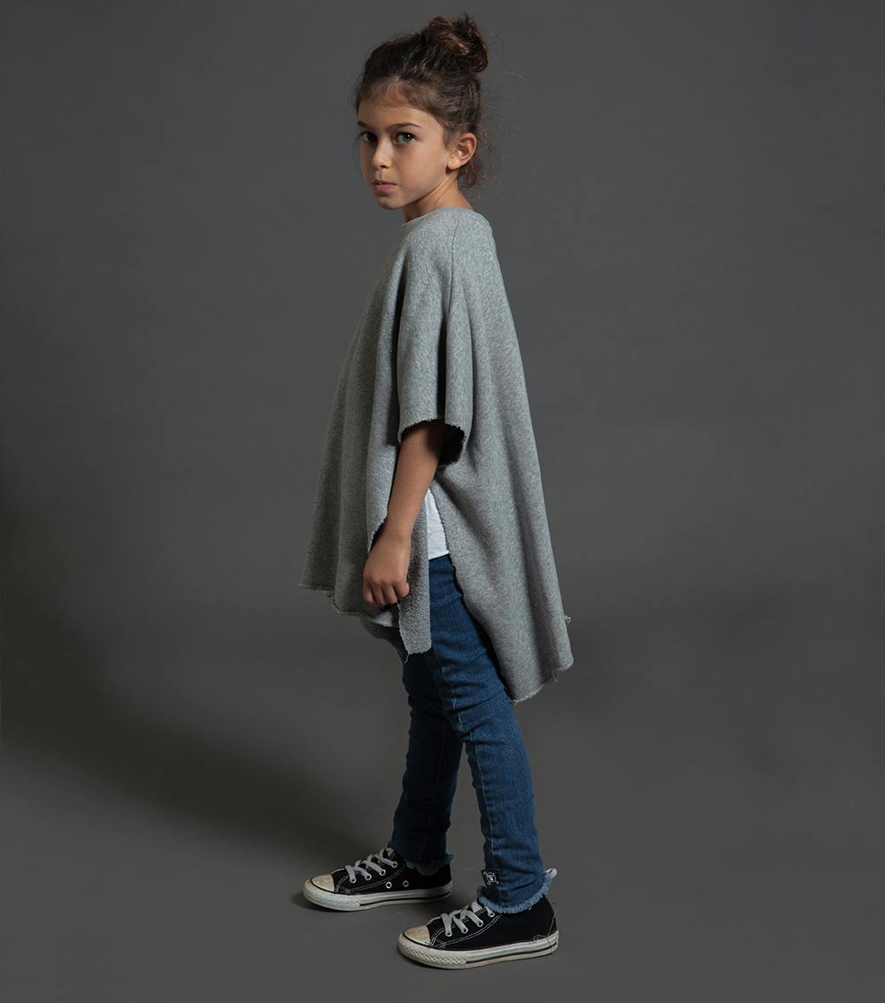 Kid | Silver Star Poncho | Heather Grey