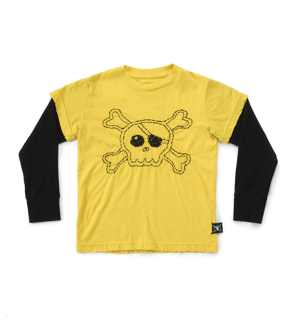 Kid | Embroidered Skull Shirt | Dusty Yellow