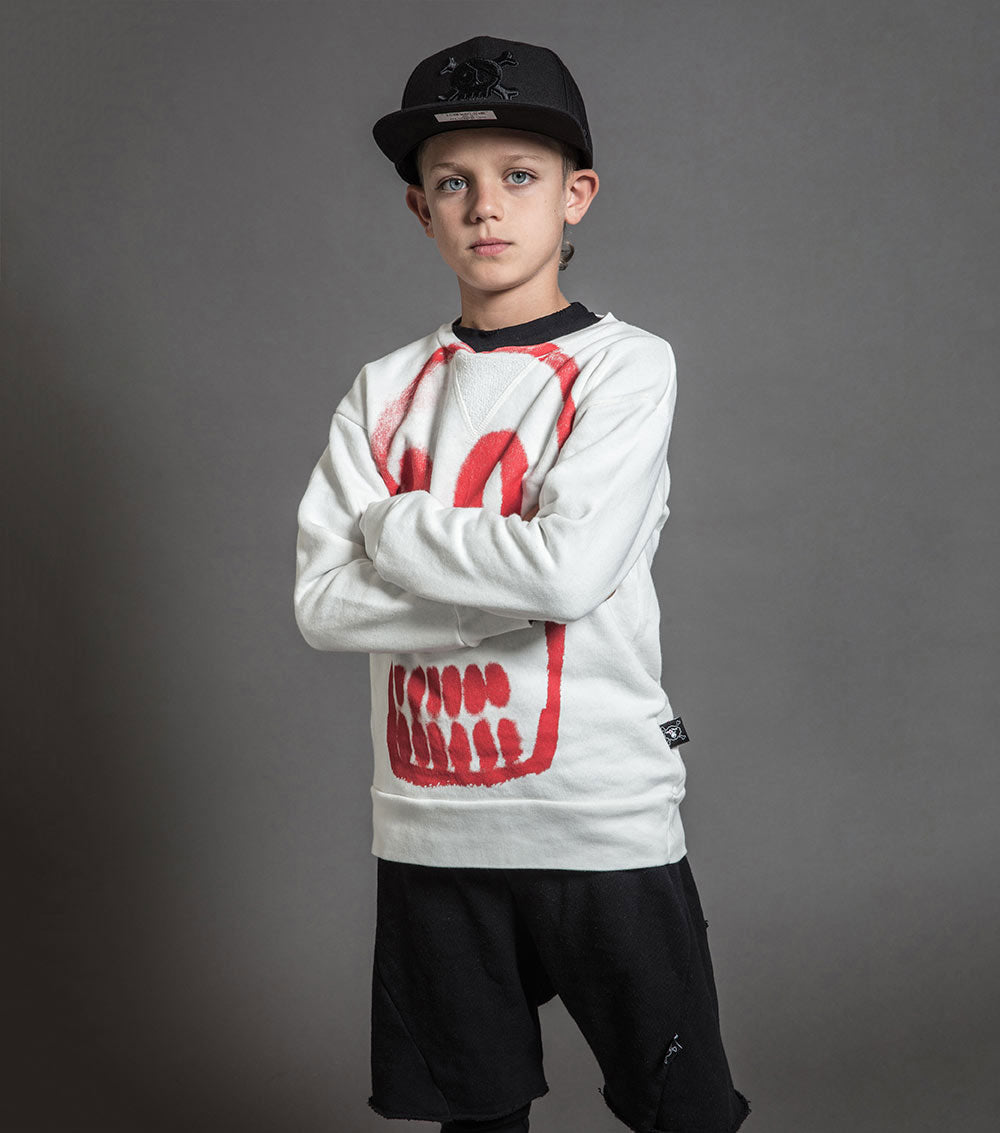 Kid | Painted Dizzy Skull Sweatshirt | Heather Grey