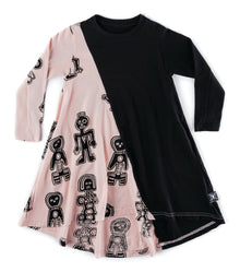 Kid | Tribal Dancers 360 Dress | Black x Powder Pink