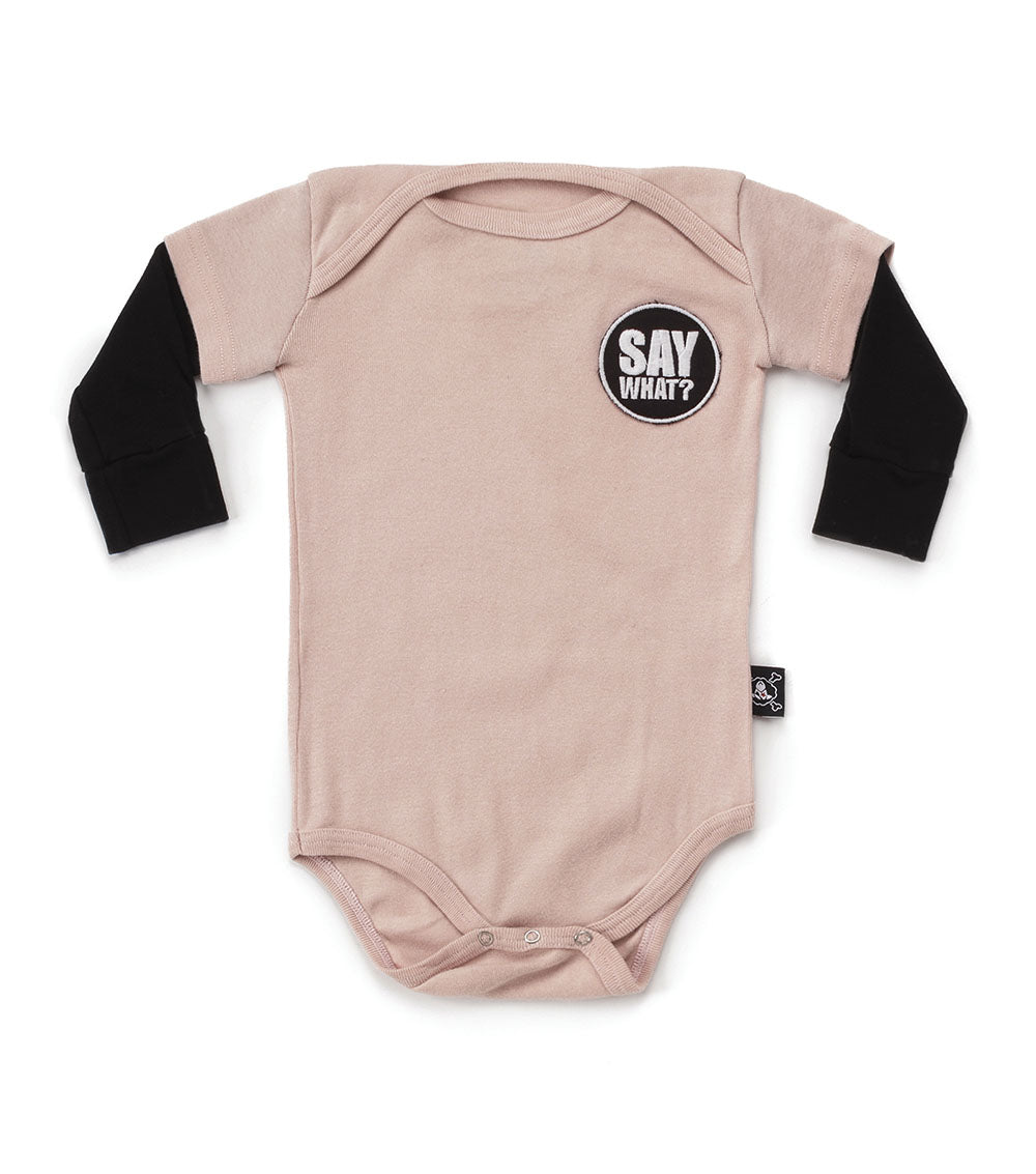 Kid | Say What? Patch Onesie | Powder Pink