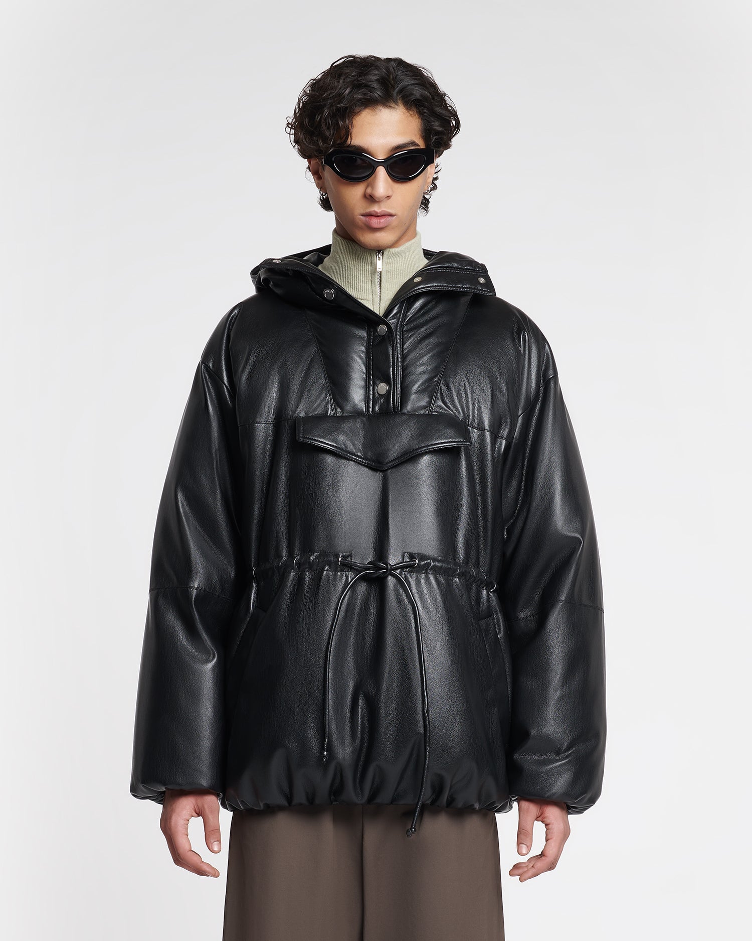 Osana Okobor Alt-Leather Belted Puffer | Black