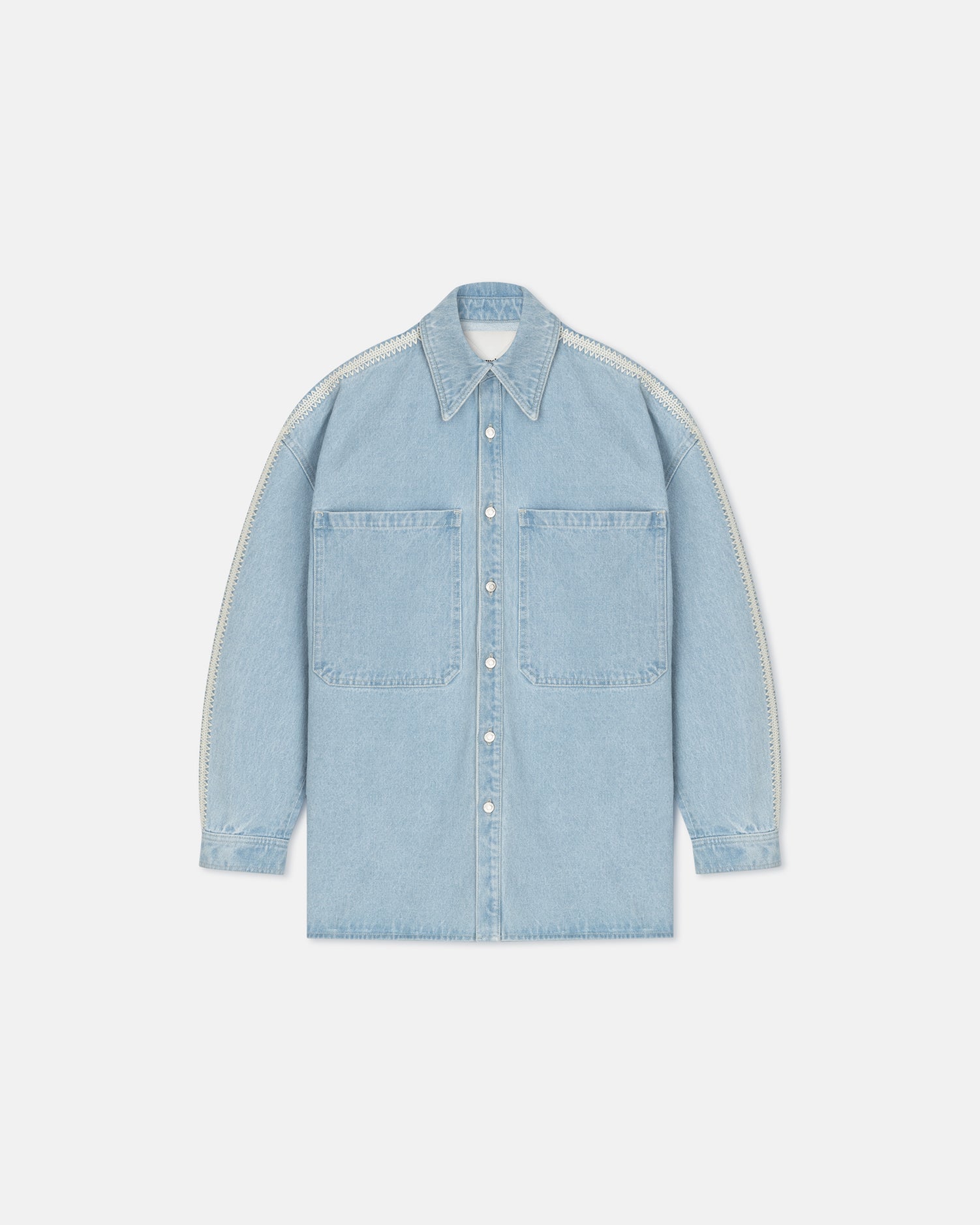 Unisex | Beaux Crochet-Trimmed Denim Shirt | Eco Bleach