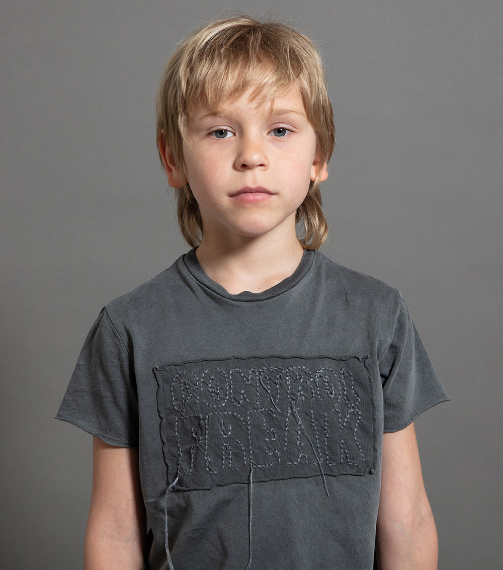 Kid | Embroidered T-Shirt | Vintage Grey