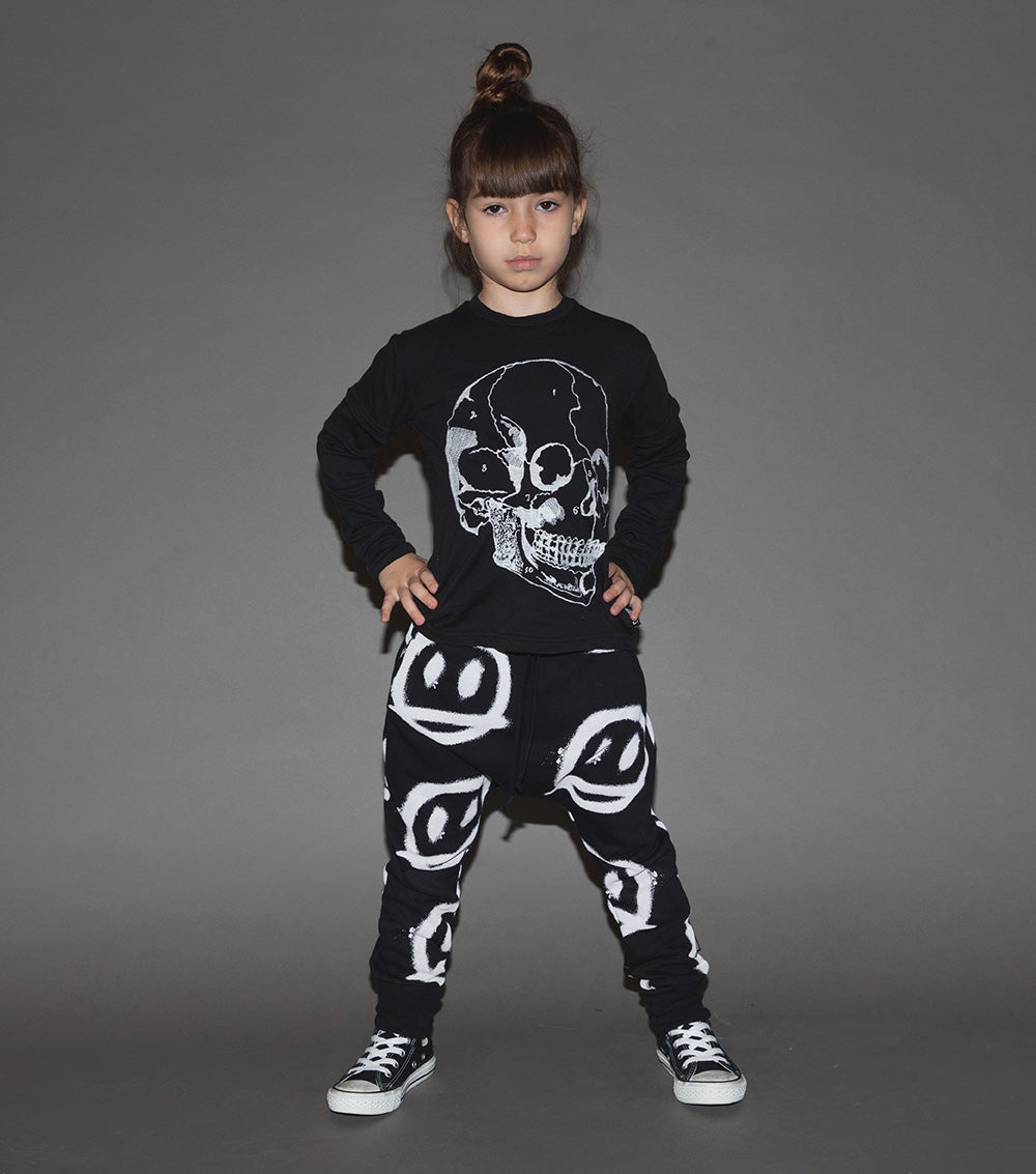 Kid | Embroidered Md Skull Shirt | Black