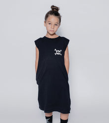Kid | Skull Patch Sleeveless Dress | Heather Grey