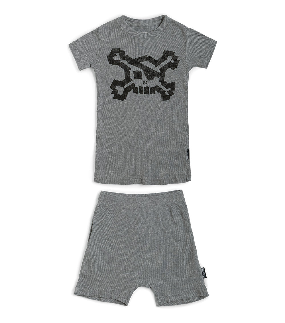 Kid | Masking Tape Skull Loungewear | Heather Grey