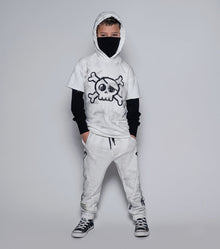 Kid | Skull Twofer Ninja Hoodie | Dirty White