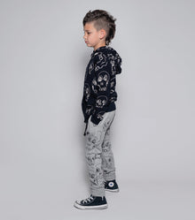 Kid | Scribbled Skulls Baggy Pants | Heather Grey