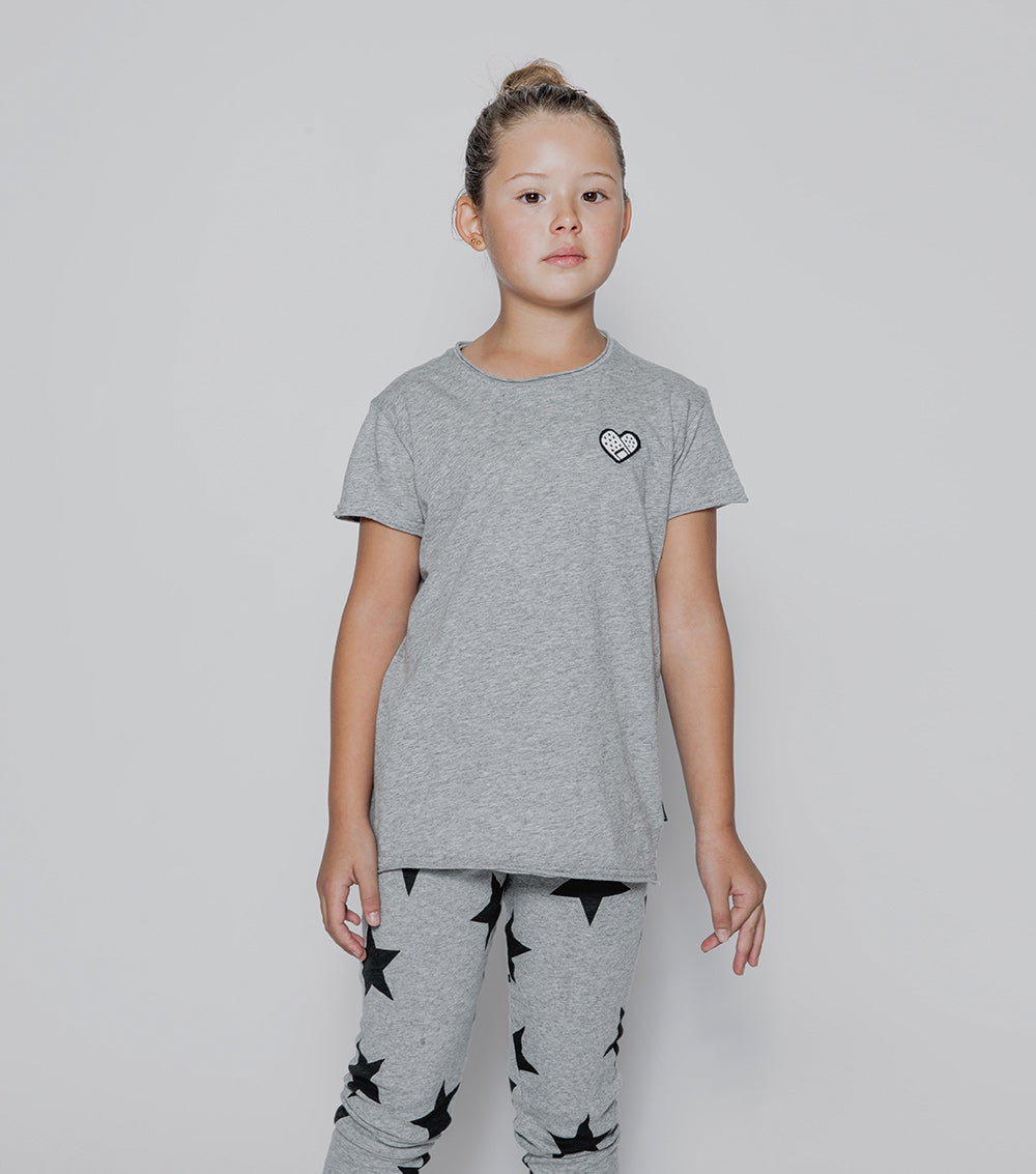 Kid | Bandaid Heart Patch T-Shirt | Heather Grey