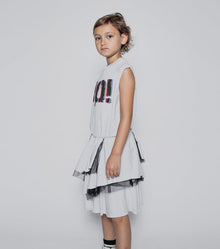 Kid | U Have Mail Layered Dress | Ice Grey