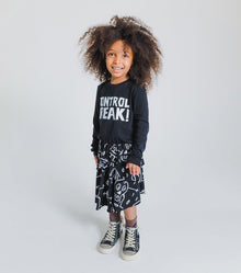 Kid | Goofy Skulls Layered Dress | Black