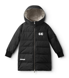 Unisex | Reversible Side Eye Down Coat | Black x Smokey Natural