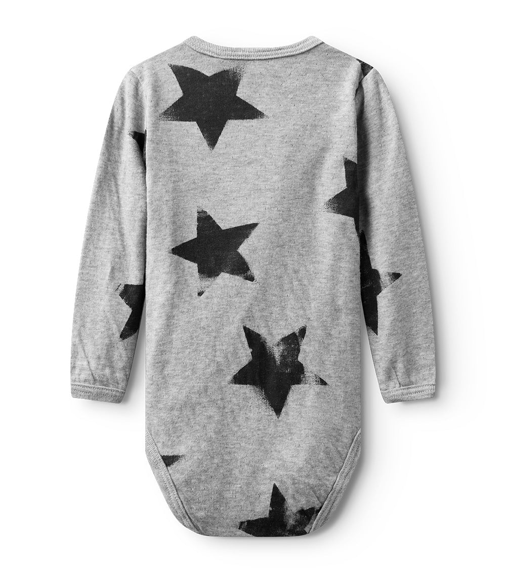 Newborn | Soft Faded Star Envelope Onesie | Heather Grey