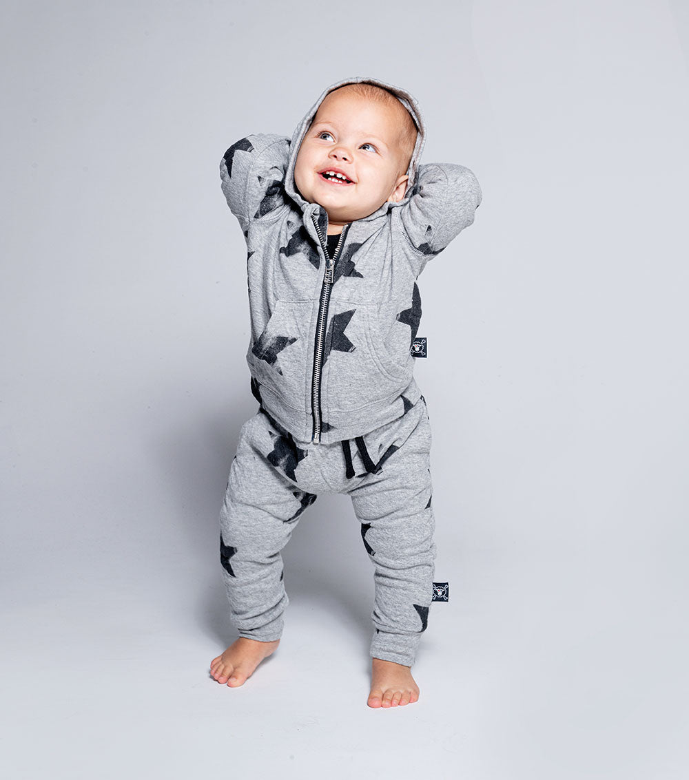Newborn | Soft Faded Star Zip Hoodie | Heather Grey