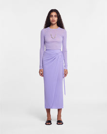 Womens | Inaya Mesh-Jersey Wrap Midi Skirt | Lavender