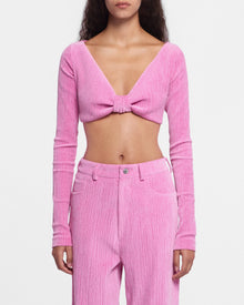 Womens | Imca Cropped Velvet Seersucker Top | Orchid