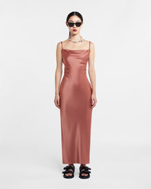 Womens | Fiore Slip-Satin Dress | Brown Terra