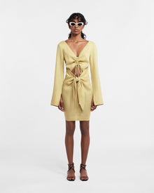 Womens | Gilia Ruched-Front Dress | Oat Linen