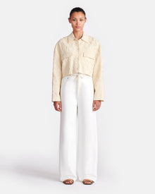 Coreen Cropped Sculpted Glass Poplin Shirt | Oat