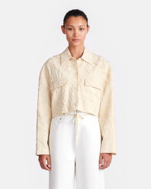 Coreen Cropped Sculpted Glass Poplin Shirt | Oat