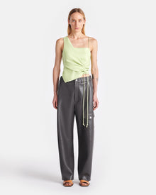 Womens | Chudel Asymmetric Okobor Alt-Leather Top | Shadow Lime