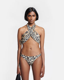 Saura Crossover Halterneck Bikini Top | Leopard