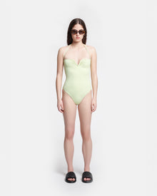 Brissa Ruched Halterneck Swimsuit | Shadow Lime