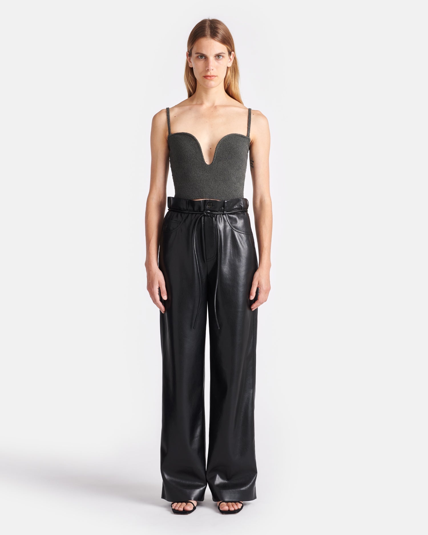 Womens | Sato Belted Okobor Alt-Leather Pants | Black