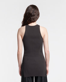 Savea Ribbed-Knit Halterneck Top | Anthracite