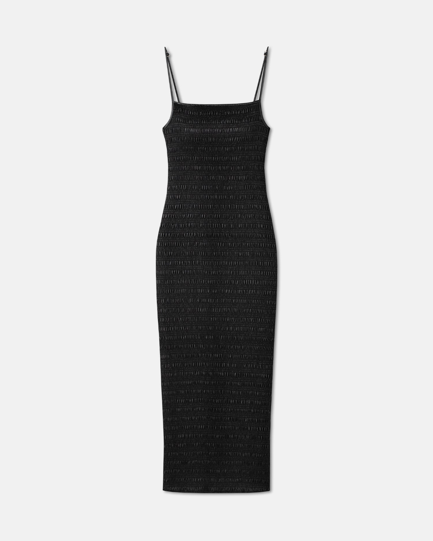 Womens | Barra Smocked Okobor Alt-Leather Midi Dress | Black