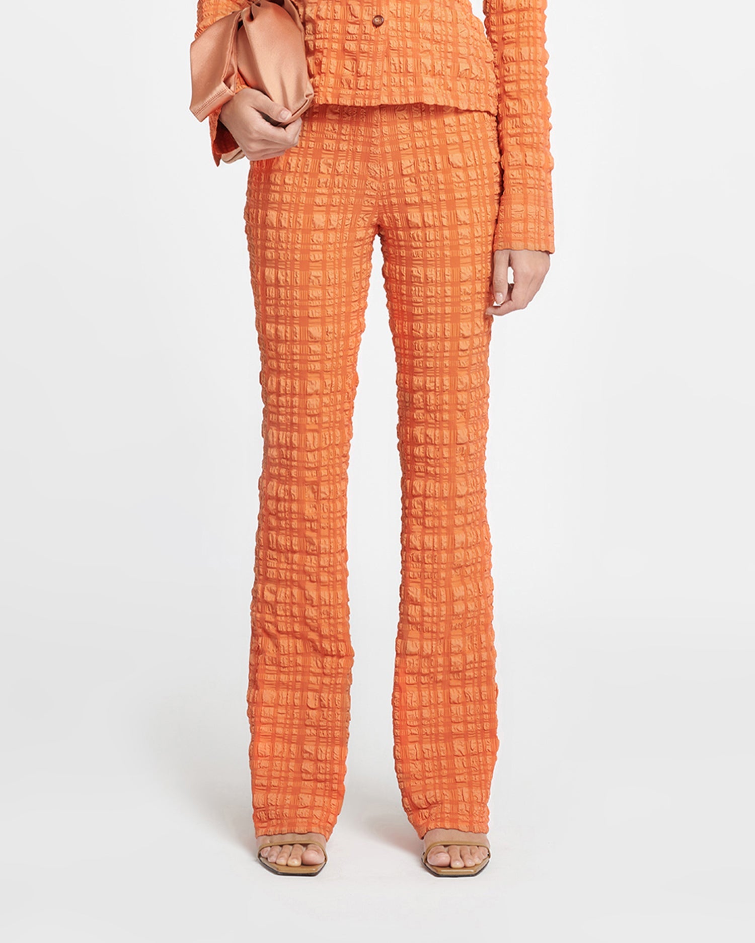 Womens | Juna Seersucker Pants | Sunset Orange