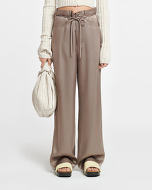 Womens | Sato Belted Slip Satin Pants | Clay