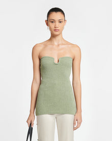 Zessa Terry-Knit Bandeau Top | Faded Sage