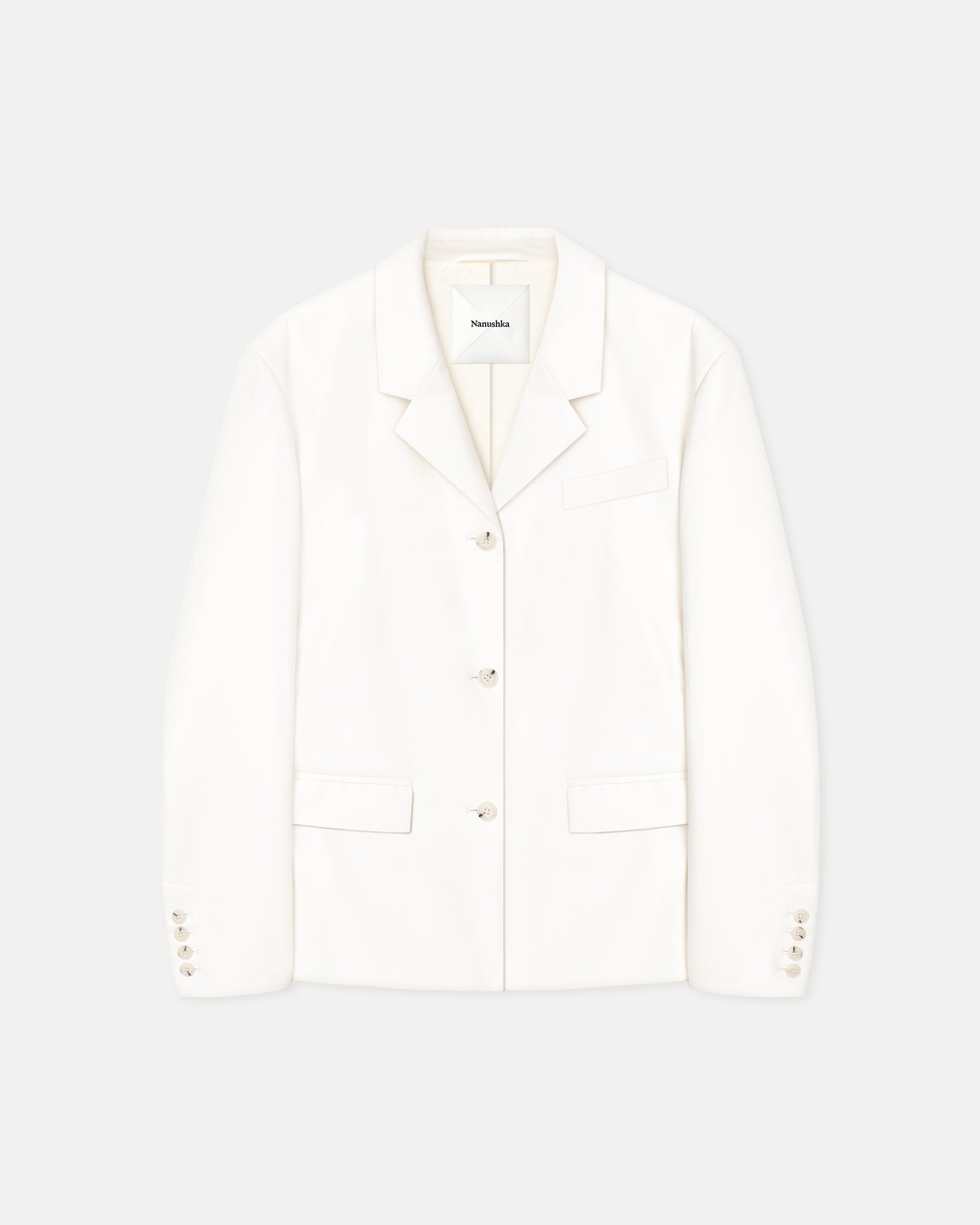 Womens | Dionne Belted Okobor Alt-Leather Blazer | White