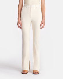 Womens | Mykas Leather-Trimmed Ribbed-Jersey Pants | Creme