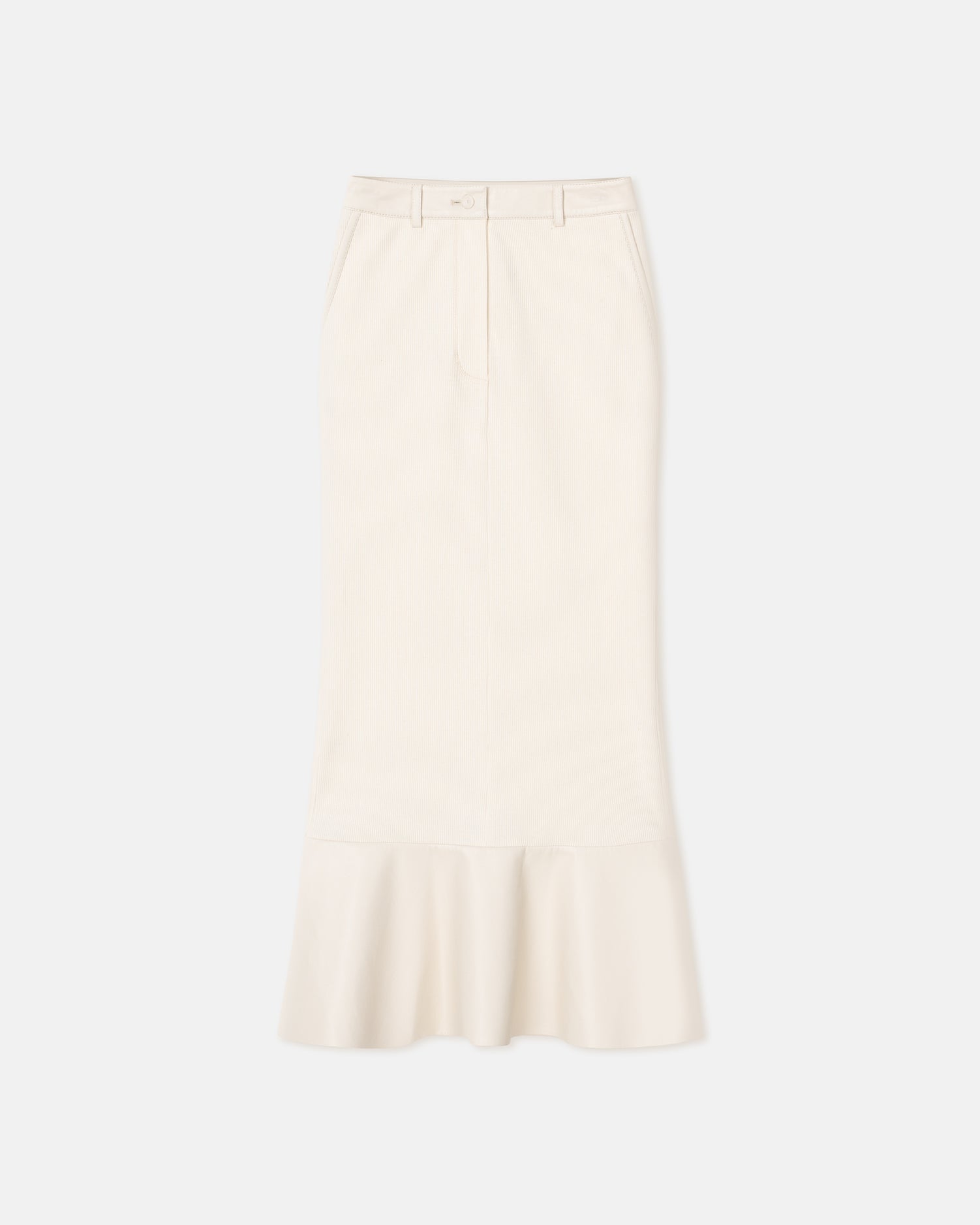 Womens | Jenace Leather-Trimmed Ribbed-Jersey Skirt | Creme