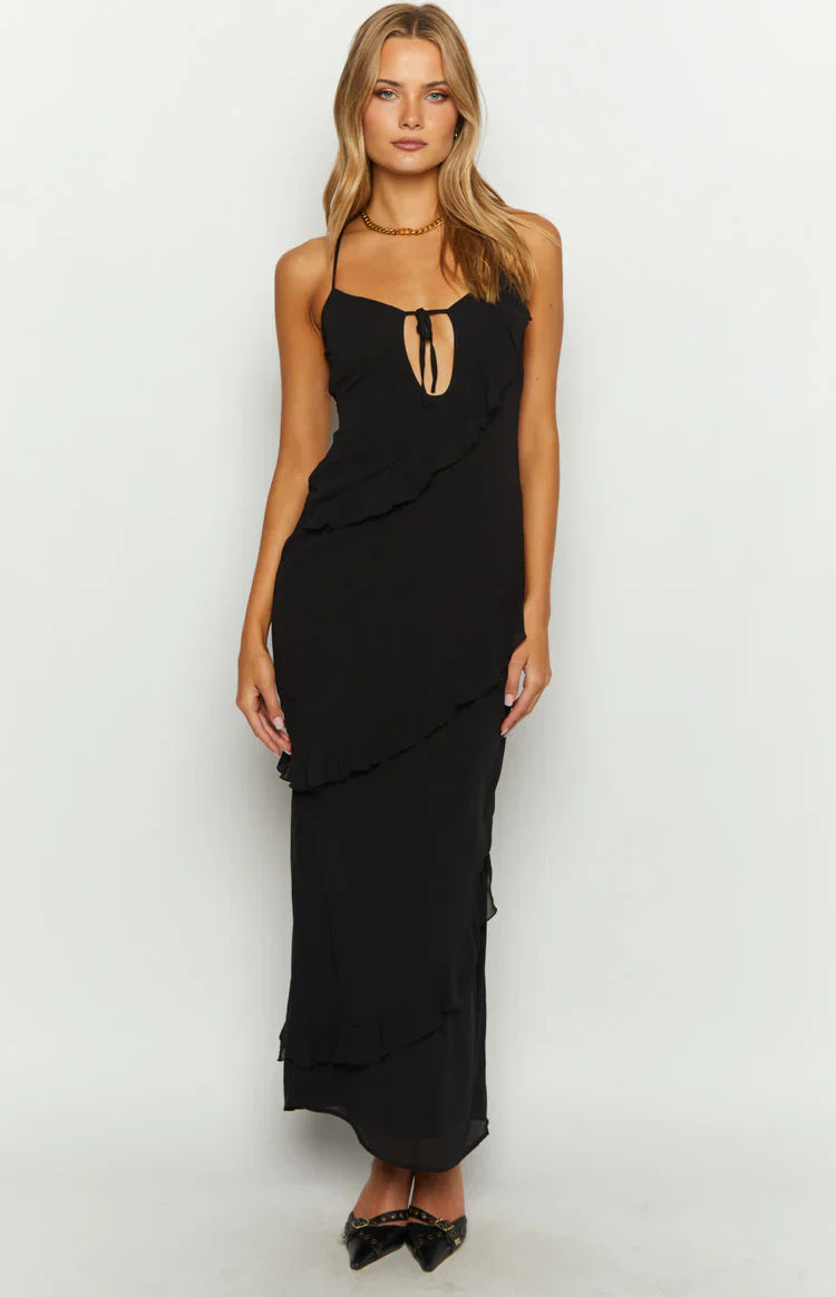 Naomi Chiffon Maxi Dress | Black
