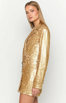 Natalie Sequin Blazer Mini Dress | Gold