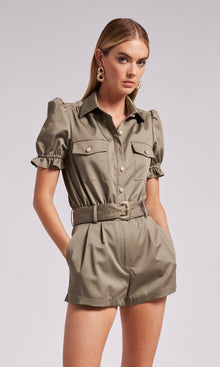 Natalina Gabardine Romper | Olive