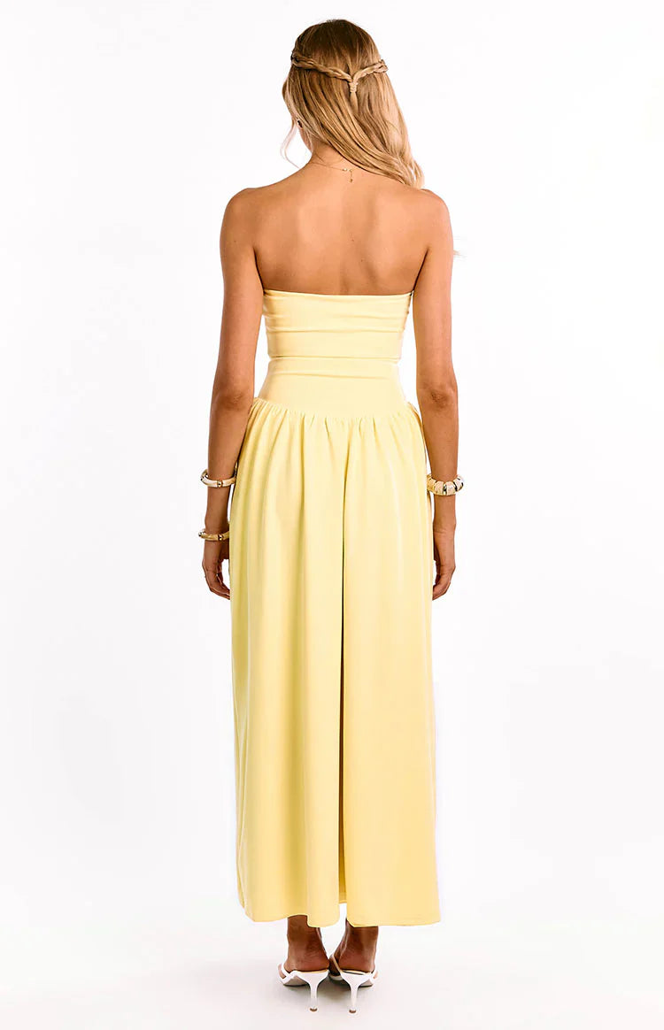 Nate Strapless Formal Maxi Dress | Yellow