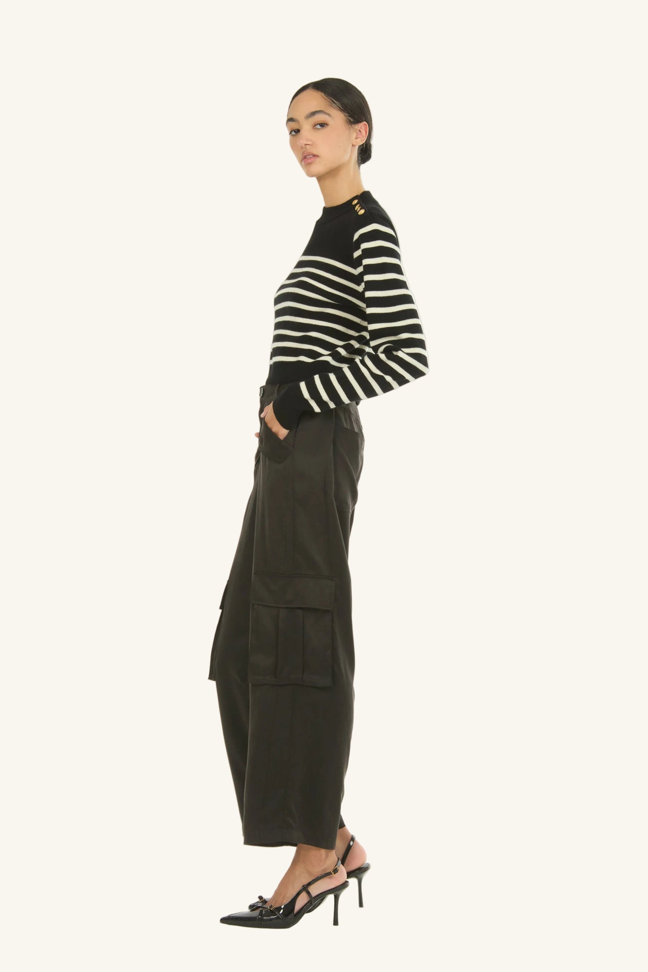 Nell Knit | Black and Creme Stripe