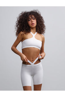 Neoprene Banded Bikeshort | White