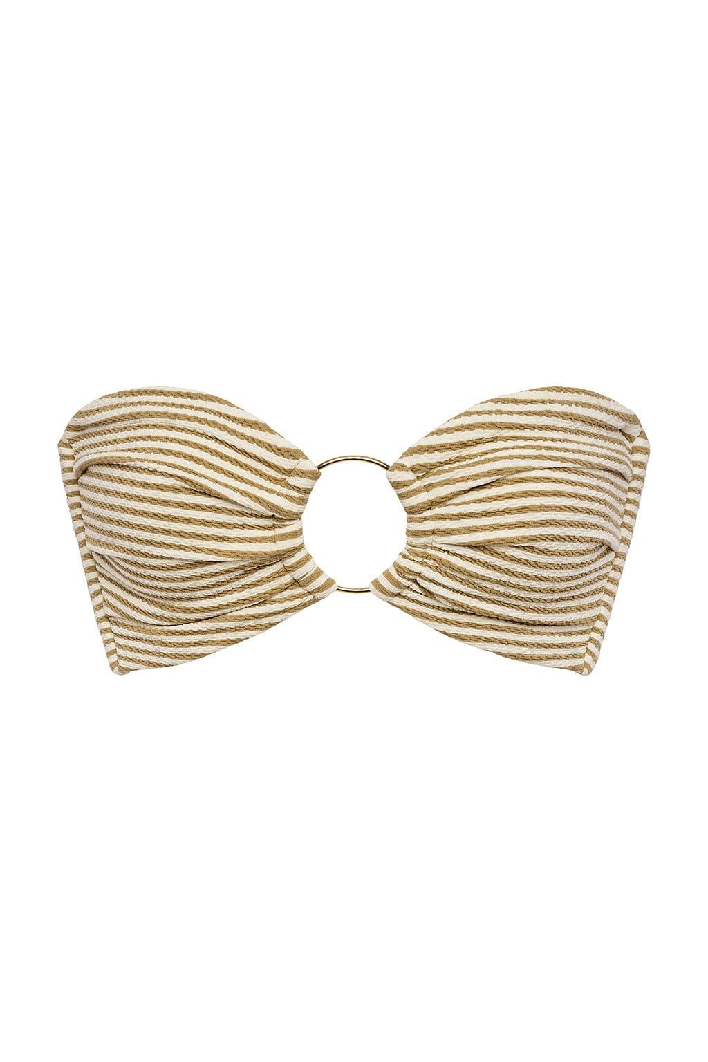 Tori Ties Bandeau Bikini Top | Neutral Stripe