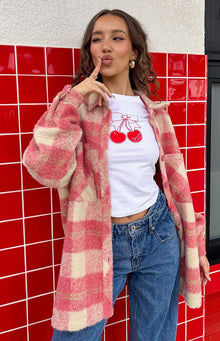 Neve Check Jacket | Pink