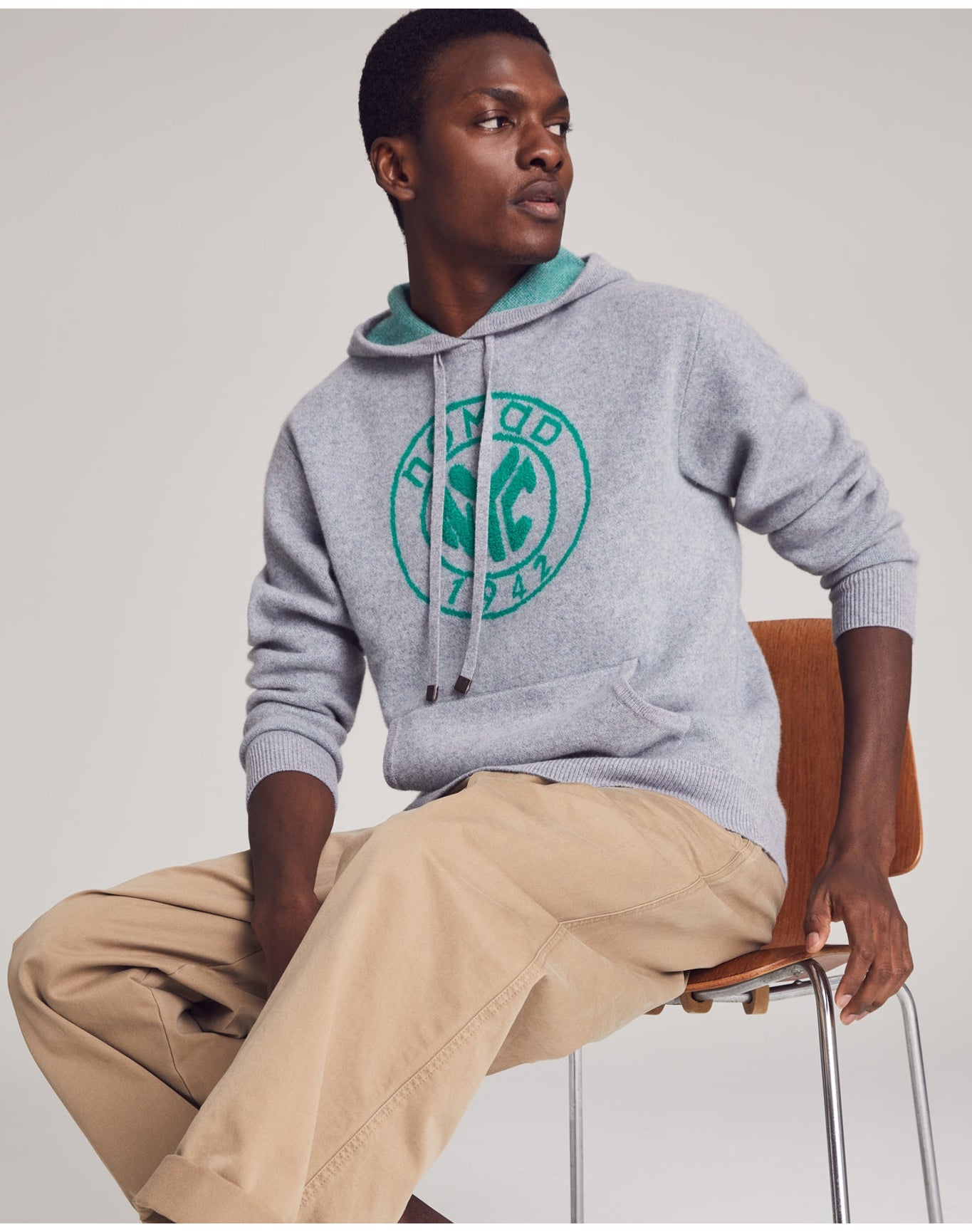 Nomad1942 | Men | Chester Thick Cashmere Hoodie | Cobblestone