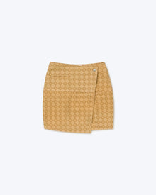 Casna Laser Faded Monogram Camel Skirt | Denim