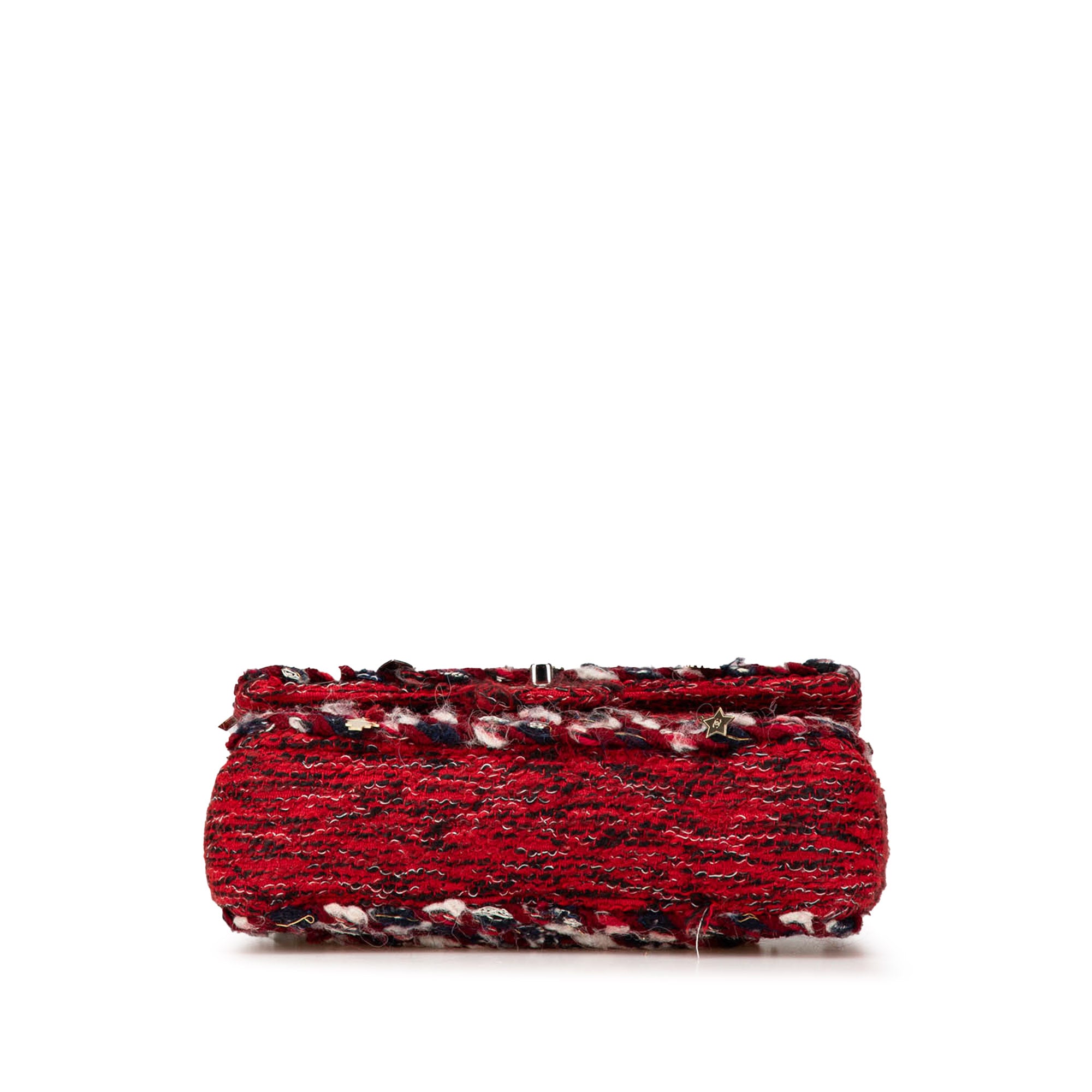 Chanel | Pre-Owned Medium Tweed Braided Charms Double Flap | Red