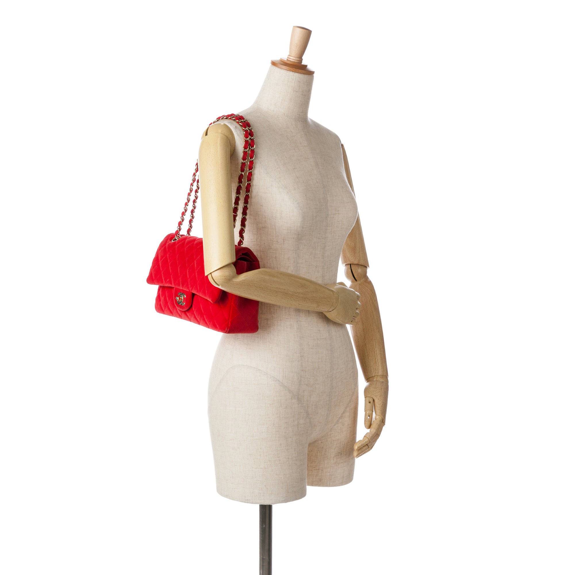 Chanel | Pre-Owned Medium Classic Velvet Double Flap | Red