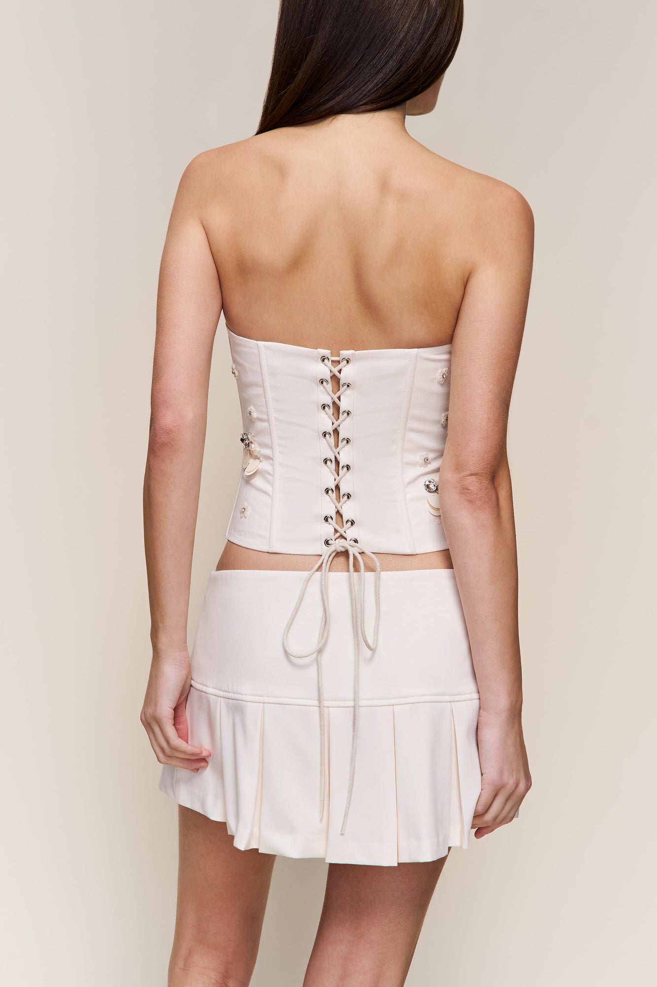 Womens | Embellished Twill Corset | Ivory